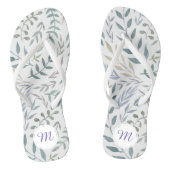 Rustieke Waterverf bladeren en gebladerte monogram Teenslippers (Voetbed)