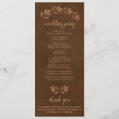 Rustieke Waterverf bladeren kastanje bruin bruilof Programmakaart (Achterkant)