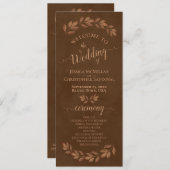 Rustieke Waterverf bladeren kastanje bruin bruilof Programmakaart (Voorkant / Achterkant)