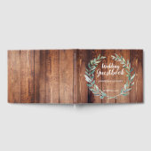 Rustieke Waterverf bladeren schuur hout Bruiloft Gastenboek (Volledig)