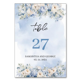 Rustieke waterverf blauw hortensia witte rozen kaart