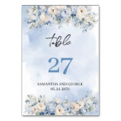 Rustieke waterverf blauw hortensia witte rozen kaart (Achterkant)