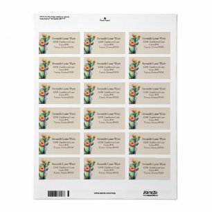 Rustieke Waterverf Bloeiende Cactus Western Thema Etiket