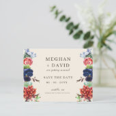 Rustieke Waterverf bloeit bloemenbruiloft Aankondigingskaart (Staand voorkant)