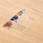 Rustieke Waterverf bloeit bloemenbruiloft Acryl Uitnodigingen (Laagn)