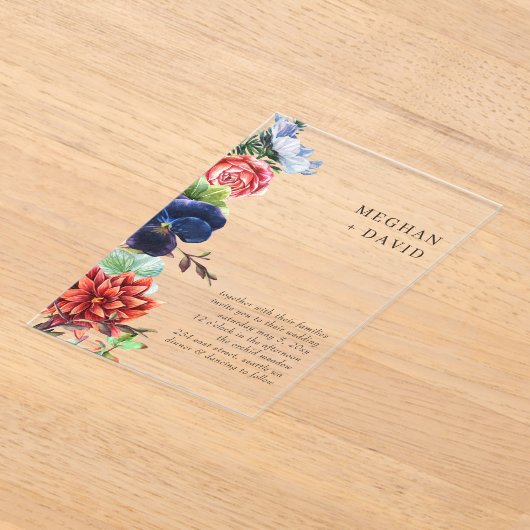 Rustieke Waterverf bloeit bloemenbruiloft Acryl Uitnodigingen (Laagn)