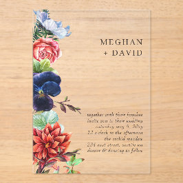 Rustieke Waterverf bloeit bloemenbruiloft Acryl Uitnodigingen