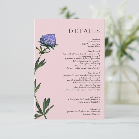 Rustieke Waterverf bloeit bloemenbruiloft Informatiekaartje (Staand voorkant)