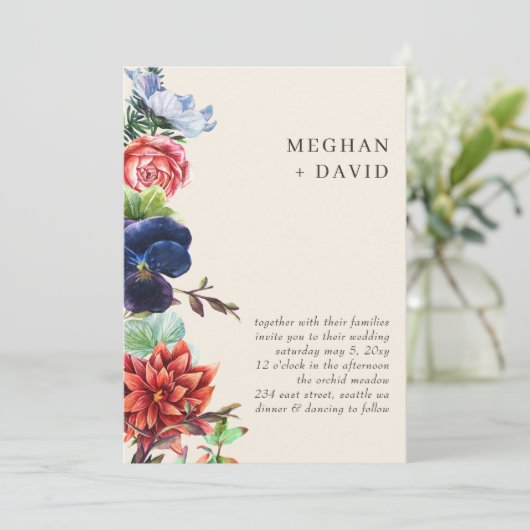 Rustieke Waterverf bloeit bloemenbruiloft Kaart (Staand voorkant)