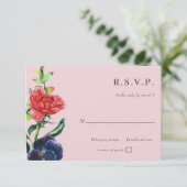 Rustieke Waterverf bloeit bloemenbruiloft RSVP Kaartje (Staand voorkant)