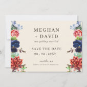 Rustieke Waterverf bloeit bloemenbruiloft Save The Date (Voorkant)