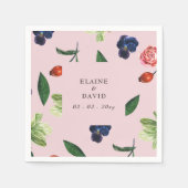 Rustieke Waterverf bloeit bloemenbruiloft Servet (Voorkant)