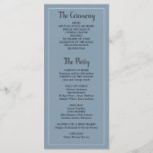 Rustieke waterverf bloeit stoffige blauwe bruiloft programmakaart (Achterkant)