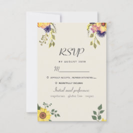 Rustieke Waterverf Bloem Bruiloft RSVP Kaart