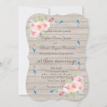 Rustieke Waterverf Bloem Oude Houten Trouw Uitnodi