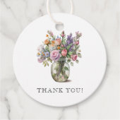 Rustieke Waterverf Bloemen 70e Verjaardag Bedankjes Labels (Voorkant)