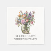 Rustieke Waterverf Bloemen 70e Verjaardag Servet (Voorkant)