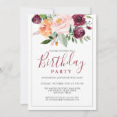 Rustieke Waterverf Bloemen Boeket Verjaardagsfeest Kaart (Voorkant)