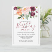 Rustieke Waterverf Bloemen Boeket Verjaardagsfeest Kaart (Staand voorkant)