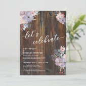 Rustieke Waterverf Bloemen Boho Laten we Feestvier Kaart (Staand voorkant)