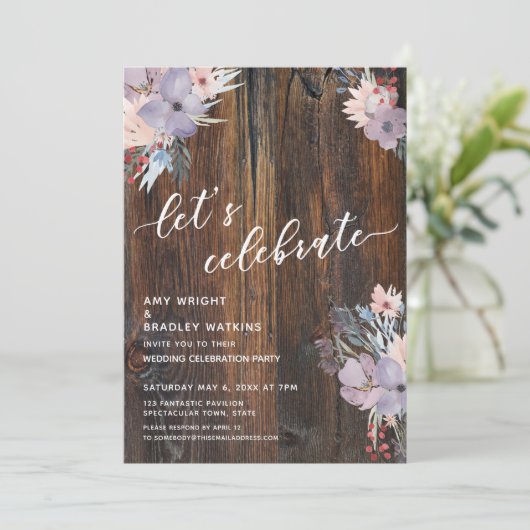 Rustieke waterverf bloemen Boho Laten we feestvier Kaart (Staand voorkant)