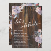 Rustieke Waterverf Bloemen Boho Laten we Feestvier Kaart (Voorkant / Achterkant)