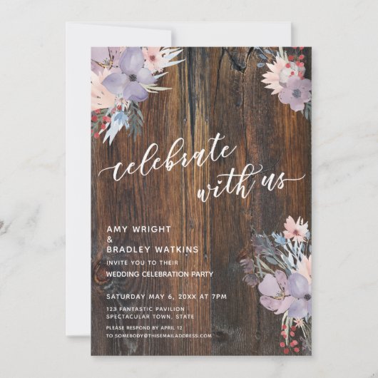 Rustieke Waterverf Bloemen Boho Vier met Ons Kaart (Voorkant)