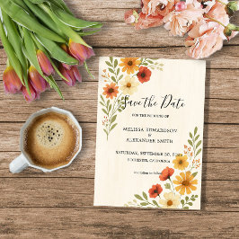 Rustieke Waterverf bloemen bruiloft Save the date Kaart