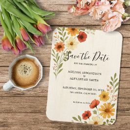 Rustieke Waterverf bloemen bruiloft Save the date Magneet