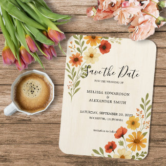 Rustieke Waterverf bloemen bruiloft Save the date Magneet