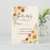 Rustieke waterverf bloemen foto bruiloft RSVP Kaart (Staand voorkant)