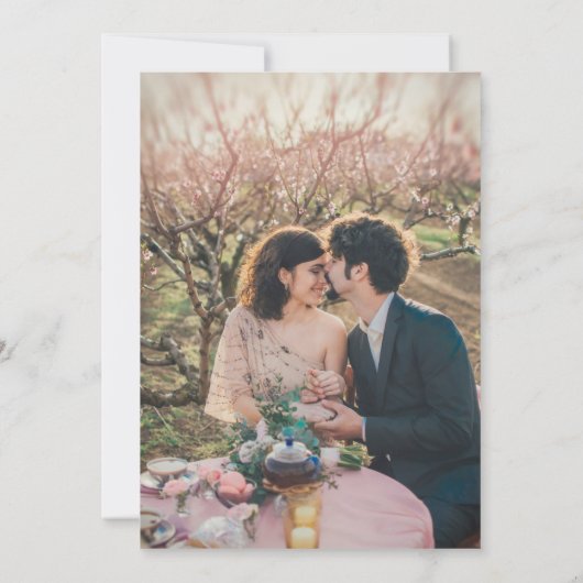 Rustieke waterverf bloemen foto bruiloft RSVP Kaart (Achterkant)