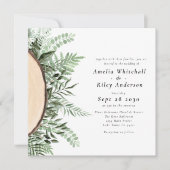 Rustieke Waterverf Bloemen Hout Monogrammed Bruilo Kaart (Voorkant)