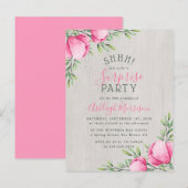 Rustieke Waterverf Bloemen & Hout | Surprise Feest Uitnodiging Briefkaart (Voorkant / Achterkant)