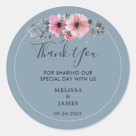Rustieke waterverf bloemen Huwelijk Bedankt Ronde Sticker