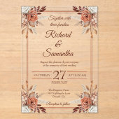 Rustieke Waterverf Bloemen Lijst Boho Huwelijk Acryl Uitnodigingen (Voorkant)