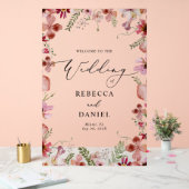 Rustieke Waterverf Bloemen Lijst Welkom Bruiloft Acryl Bord (Huwelijk)