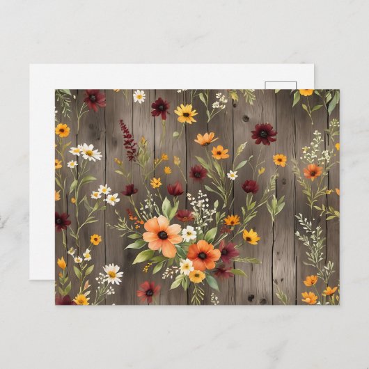 Rustieke Waterverf Bloemen met Wildflowers Briefkaart (Voorkant / Achterkant)