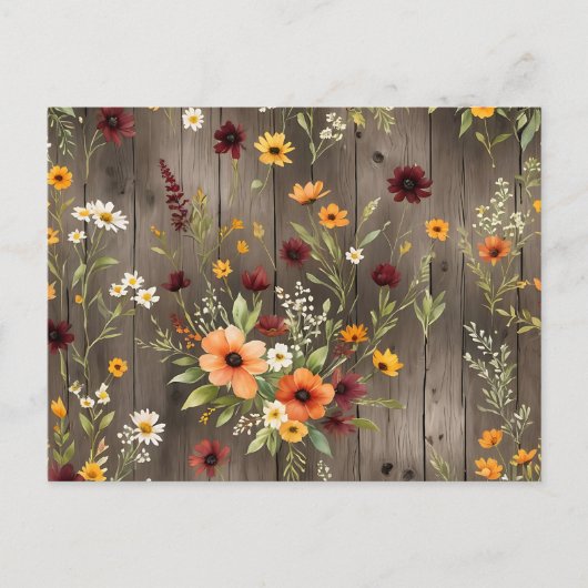 Rustieke Waterverf Bloemen met Wildflowers Briefkaart (Voorkant)