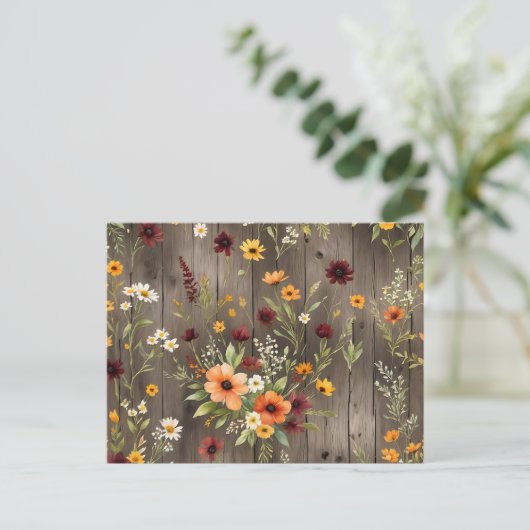 Rustieke Waterverf Bloemen met Wildflowers Briefkaart (Staand voorkant)