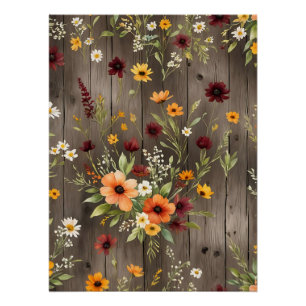 Rustieke Waterverf Bloemen met Wildflowers Perfect Poster