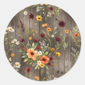 Rustieke Waterverf Bloemen met Wildflowers Ronde Sticker (Voorkant)
