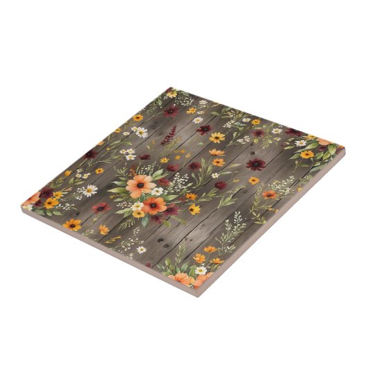 Rustieke Waterverf Bloemen met Wildflowers Tegeltje (Zijkant)