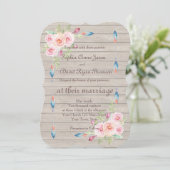 Rustieke Waterverf Bloemen Oude Hout bruiloft Uitn Kaart (Staand voorkant)