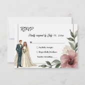 Rustieke Waterverf Bloemen Paar Zomer Huwelijk RSVP Kaartje (Voorkant)