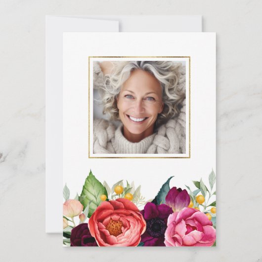 Rustieke Waterverf Bloemen Pensioen Partij Kaart (Achterkant)