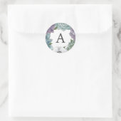 Rustieke Waterverf Bloemen Succulenten Monogram Ronde Sticker (Tas)