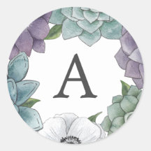 Rustieke Waterverf Bloemen Succulenten Monogram