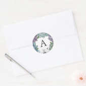 Rustieke Waterverf Bloemen Succulenten Monogram Ronde Sticker (Envelop)