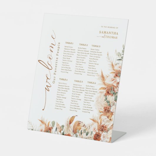 Rustieke Waterverf Bloemen Trouwstoel Grafiek Reclamebord Met Voetstuk (Voorkant)